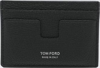 Tom Ford Portacarte piatto in pelle di vitello con quattro slot e logo laminato
