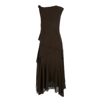 Ganni Maxi Dresses, female, Brown, Size: L Marl Long Dress