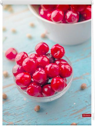 Lichtblick Original Seitenzugrollo »Rollo Klemmfix, ohne Bohren, Verdunkelung, Kirschen - Rot« verdunkelnd Verdunkelung energiesparend freihängend