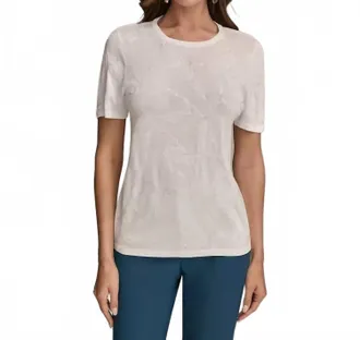 DKNY Short-Sleeve Sequin Detail Sweater In White