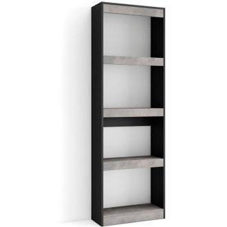Skraut Home Skraut Home - Librer&iacute;a Estanter&iacute;a, Estanteria Libros De Pared, 60x186x25cm, Sal&oacute;n - Comedor - Oficina, Con Almacenaje, Estilo Moderno, Gris Cemento
