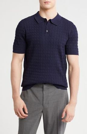 T.R. Premium Textured Sweater Knit Polo in Navy at Nordstrom Rack, Size Xxx-Large