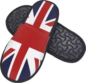 Generic Women Men Slippers Union Jack British Flag House Slippers Plush Fleece Lined Bedroom Slippers Comfort Plush Indoor Shoes For Spa Party Travel L