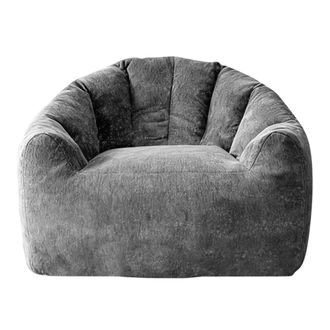 Urban Meuble Puf redondo de franela gris con lentejuelas