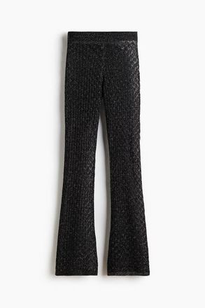H&M Shimmering Pointelle-knit Trousers in Black at Nordstrom, Size X-Small