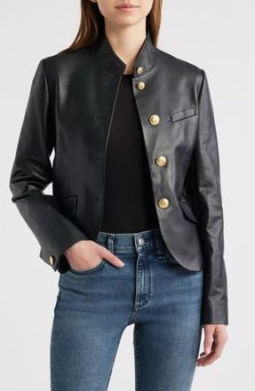 Rag & Bone Sadie Crop Leather Blazer in Black at Nordstrom Rack, Size 14