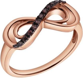 LuvMyJewelry Linora Sterling Silver 0.08 Ct Natural Diamond Infinity Ring in Pink Rhodium Sterling Silver at Nordstrom, Size 7