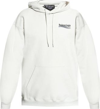 Balenciaga Hoodie met geborduurd logo - Heren - Hoodies - Wit - 2XS - Katoen - Hoodies & sweatvesten