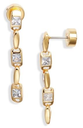 Nordstrom Cubic Zirconia Linear Drop Earrings in Clear- Gold at Nordstrom