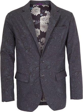 Lords of Harlech Hadrian Stretch Cotton Blazer in Montgat Paisley Black at Nordstrom, Size 40