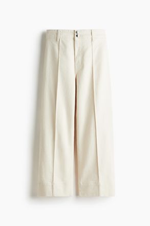 H&M Wide High Ankle Jeans - Cremefarben