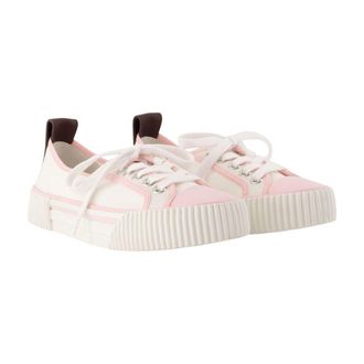 Versace Womens Cotton Low-Top Sneaker Ivory