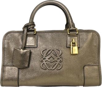 Loewe Amazona Bag Leather Gold Leather Handbag (Pre-Owned)