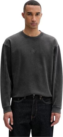 Filling Pieces Boxy Embroidered Sweatshirt - Heren - Sweatshirts - Grijs - L - Katoen - Hoodies & sweatvesten