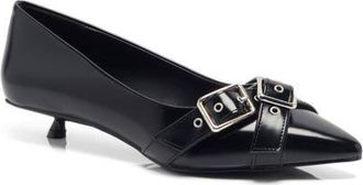 Free People So 90s Pointed Toe Kitten Heel Pump in Black Vegan Leather at Nordstrom, Size 6.5