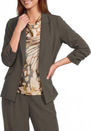 Skies Are Blue Clothing Blaze Of Glory Shirred Sleeve Blazer In Dark Olive