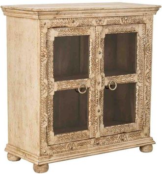 Wanderlust Deco Aparador De Madera Artesanal Con 2 Puertas Blanco 97x43x100h Cm