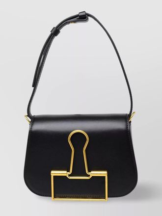 Off-white skeleton binder leather shoulder bag