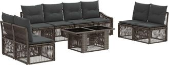 vidaXL Conjunto De Sof&aacute;s De Jard&iacute;n 9 Uds. Gris Y Gris Oscuro Vidaxl