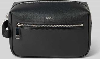 HUGO BOSS Kulturbeutel aus echtem Leder Modell DAXTER in Black, Größe 1