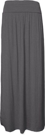 ZEE FASHION Womens Gypsy Fold Over Waist Maxi Full Length Jersey Ladies Long Maxi Skirts 8-26 Charcoal