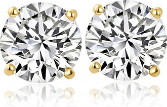 Pompeii3 6.85CT Round Diamond Studs 14k Yellow Gold Lab Grown Screw Back Earrings