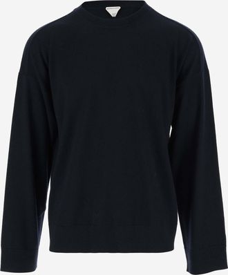 Bottega Veneta Mens Wool Pullover Navy Sweater