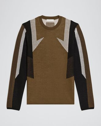 Helmut Lang Mens Wool Mesh Paneled Sweater