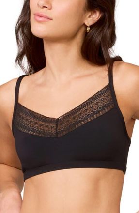 Montelle Intimates Bodybliss Lace Trim Bralette in Black at Nordstrom, Size Xx-Large