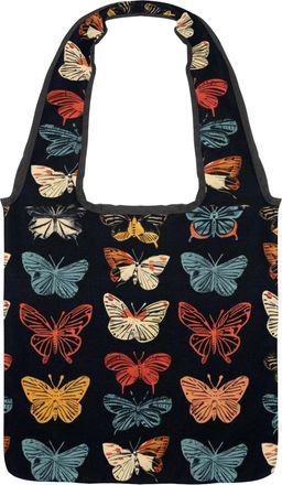 Generic Butterfly Arrangement Reversible Canvas Shoulder Tote - Double-Sided Print, 12oz Cotton, 27cm Drop, Fold-Flat Bag for Travel, Shopping, Street Outings