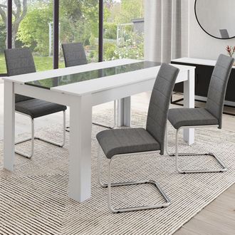 IDMarket Idmarket - Lote De 4 Sillas De Comedor Mia De Tela Gris Antracita