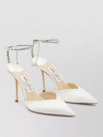 Jimmy Choo London saeda crystal chain satin pumps 100mm