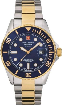Swiss Alpine Military Heren Roestvrijstalen Armbandhorloge 7053.1145 - Heren - Horloges - Blauw - ONE Size - Accessoires