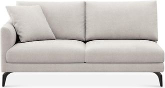 Castlery Lena Left Arm 2 Seater Sofa Customized, Cream Performance Fleece, Matte Black Legs, Spill Resistant, Removable Covers for Sofas