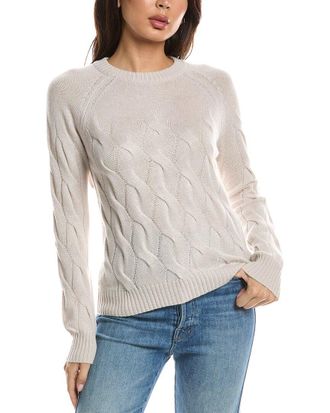 Fort&eacute; Cashmere Wandering Cable Crewneck Cashmere Sweater