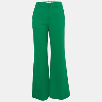 Alice & Olivia Alice + Olivia Green Crepe Wide Leg Trousers