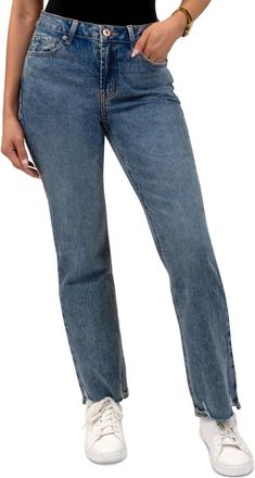 Rewash Jeans Womens Blue Denim High Rise Distressed Straight Leg PALL170