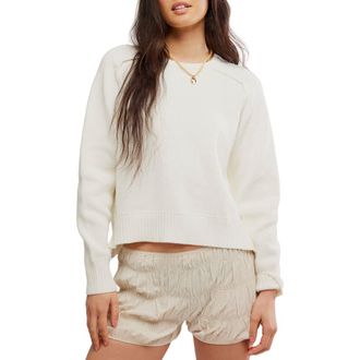 Free People Spring Street Cotton Crewneck Sweater in Optic White at Nordstrom Rack, Size X-Large