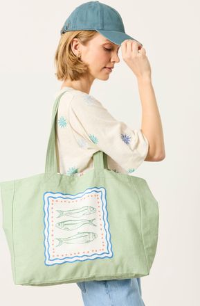 Fat Face FatFace Green Fish Reversible Tote Bag
