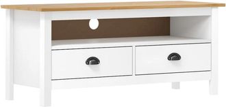 vidaXL TV Stand Hill White 43.3x15.7x18.5 Solid Pine Wood