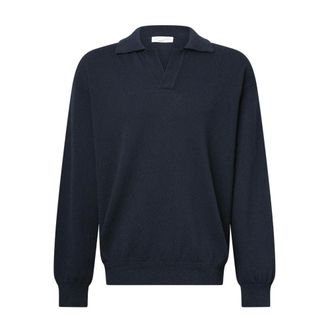 Roberto Collina V-neck Knitwear, male, Blue, Size: 2XL V-neck Knitwear