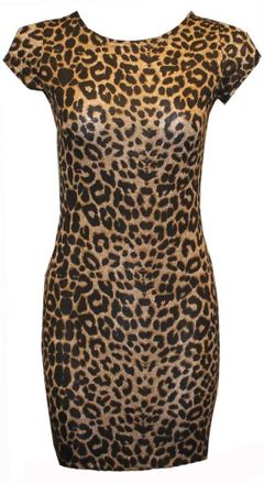 Generic Womens Cap Sleeve Army Animal Skull Print Tunic Mini Bodycon TOP Dress 8-22 (S/M (8-10), Camouflage Print) (Leopard, UK-(20-22))
