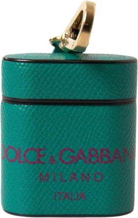 Dolce & Gabbana Airpods Case - unisex - Telefoonaccessoires - Groen - ONE Size - Leer - Accessoires