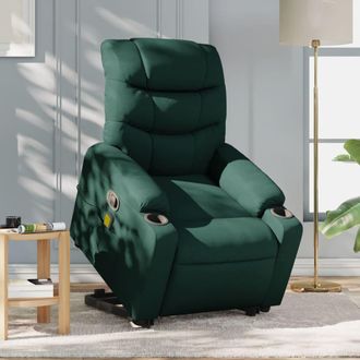 vidaXL Vidaxl - Silla De Masaje Reclinable De Pie De Tela Verde Oscura