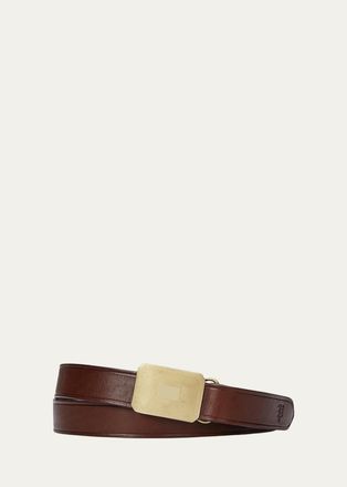Polo Ralph Lauren Mens Engine Turned-Buckle Leather Belt