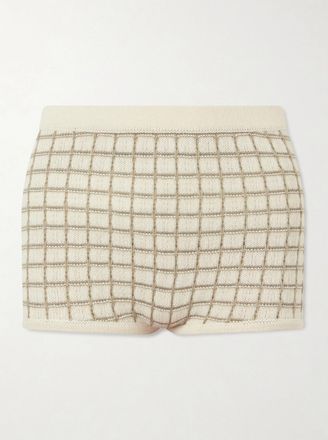 The Elder Statesman Shorts In Cashmere A Quadri Ida - Crema