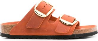 Birkenstock Arizona leather slides - unisex - Calf Leather/Calf Leather/Rubber - 39 Regular - Orange