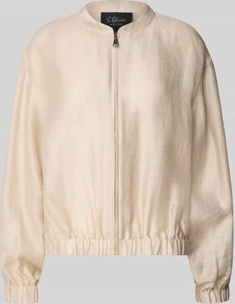 s.Oliver Black Label Relaxed Fit Blouson aus Lyocell-Leinen-Mix in Sand, Größe 40