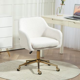 STILVORA Sedia Da Ufficio Girevole, Altezza Regolabile Con Funzione Reclinabile, Rivestimento Effetto Velluto, Per Ufficio E Soggiorno, Bianco Crema