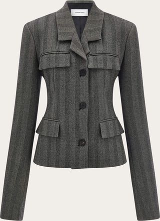 Ferragamo Donna Blazer monopetto in chevron Nero